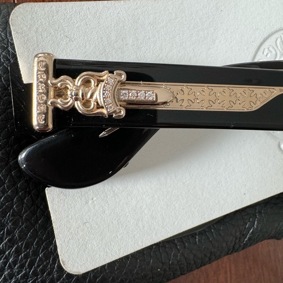 🆕 Chrome Hearts DIAMOND factory Embellished Box Office Sunglasses Gold Hardware - Picture 2 of 16